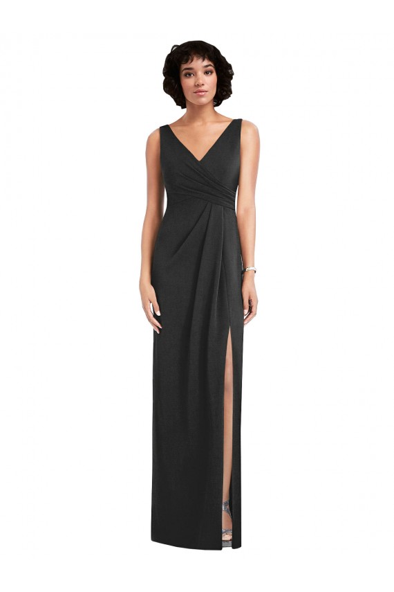 Discount Spandex Sheath Long Sleeveless V-Back Formal Dress