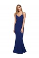 Discount Stretch Crepe Sheath Long Sleeveless Royal Blue Low Back Formal Dress