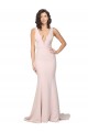 Discount Stretch Crepe Sheath Sweep Train Sleeveless V-Back Black Tie Formal Dress