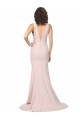 Discount Stretch Crepe Sheath Sweep Train Sleeveless V-Back Black Tie Formal Dress