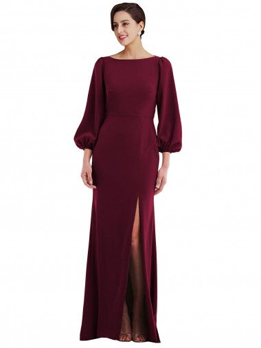 Discount Stretch Crepe Trumpet Long Long Sleeves Open Back Formal Dress