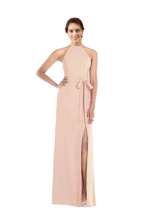 Discount Stretch Crepe Trumpet Long Sleeveless Criss Cross Back Formal Gowns