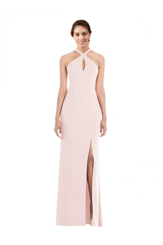 Discount Stretch Crepe Trumpet Long Sleeveless Low Back Formal Dress