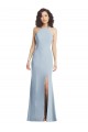 Discount Stretch Crepe Trumpet Long Sleeveless Criss Cross Back Light Sky Blue Formal Dress