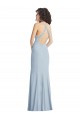 Discount Stretch Crepe Trumpet Long Sleeveless Criss Cross Back Light Sky Blue Formal Dress