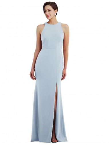 Discount Stretch Crepe Trumpet Long Sleeveless Open Back Formal Gowns