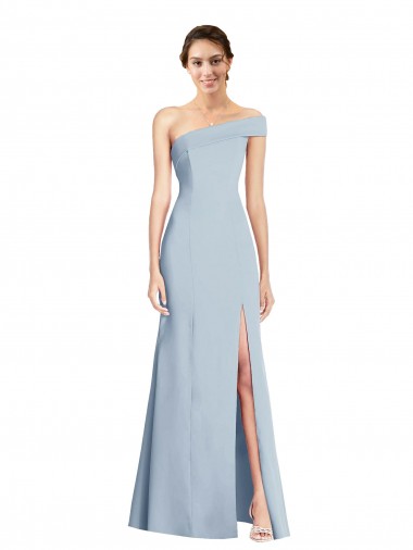 Discount Stretch Crepe Trumpet Trumpet Sleeveless Light Sky Blue Front Slit Formal Dress