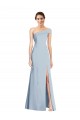 Discount Stretch Crepe Trumpet Trumpet Sleeveless Light Sky Blue Front Slit Formal Dress