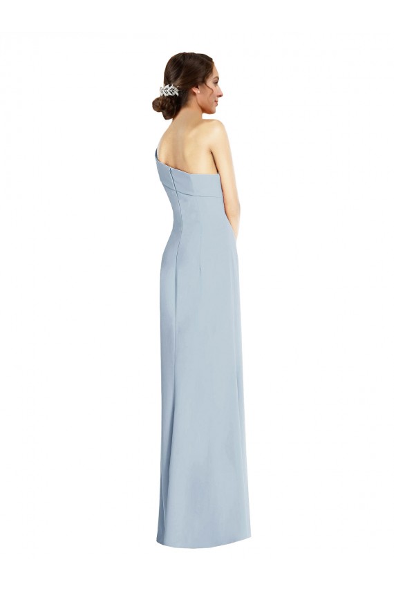 Discount Stretch Crepe Trumpet Trumpet Sleeveless Light Sky Blue Front Slit Formal Dress