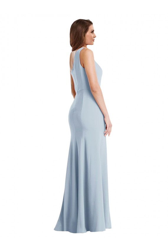 Discount Stretch Crepe Trumpet Long Sleeveless Light Sky Blue Formal Dress