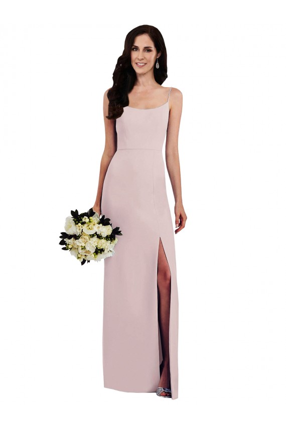 Discount Stretch Crepe Trumpet Long Sleeveless V-Back Front Slit Formal Dress