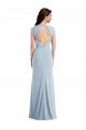 Discount Stretch Crepe Trumpet Long Cap Sleeves Open Back Formal Dress