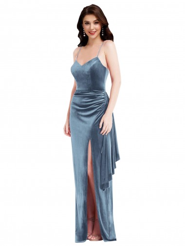 Discount Stretch Velvet Trumpet Long Sleeveless Low Back Formal Dress