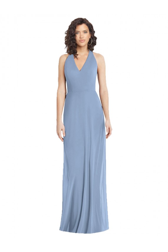 Discount Chiffon Trumpet Long Sleeveless Open Back Formal Dress