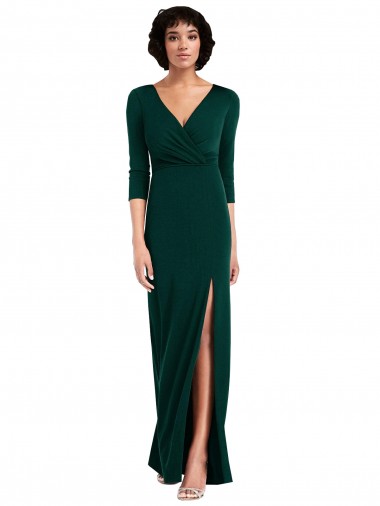 Discount Spandex Trumpet Long Long Sleeves V-Back Formal Dress